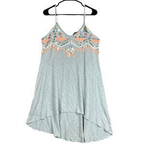 Express Womens Dress Gray Multi Aztec Sequin Spaghetti Strap High Low Stretch M